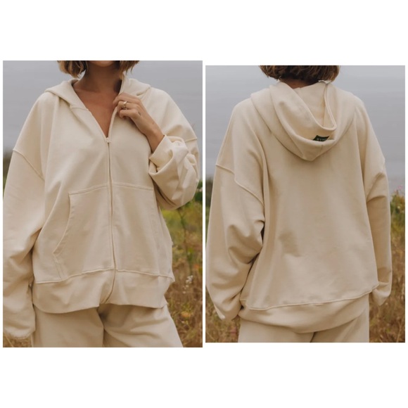 Oversized Zip Hoodie - Sand - Picture 1 of 4